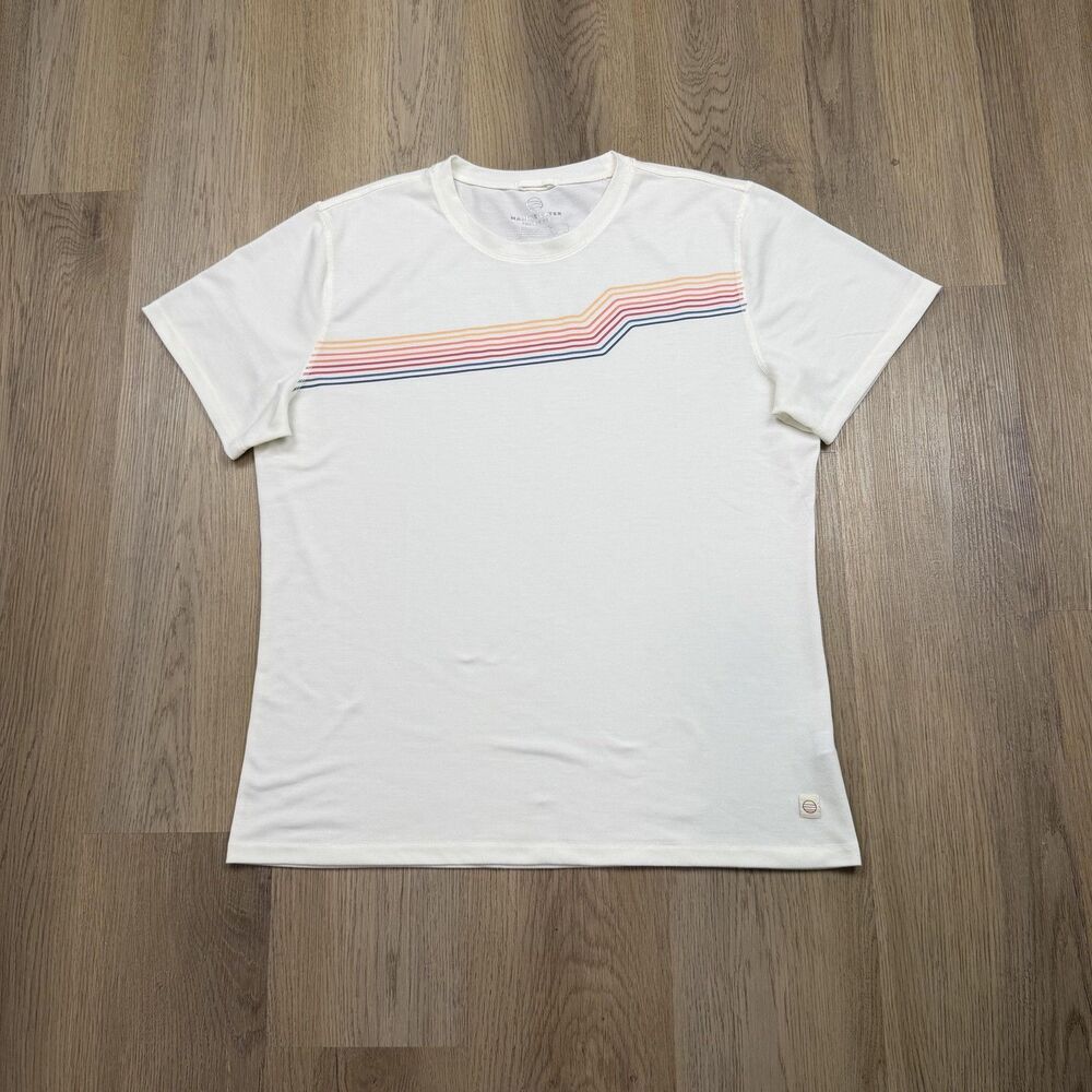 Marine Layer Shirt Mens Large White The Air Tee Stripe Graphic Jersey Casual